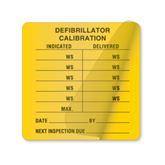 Defibrillator Performance Test Calibration Labels "Defibrillator Calibration" with Clear Overlay • FL Yellow • 2.5"W x 2.5"H ,250 / pk - Axiom Medical Supplies