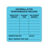 Defibrillator Performance Test Calibration Labels "Defibrillator Performance Record" • Light Blue • 2.5"W x 2.5"H ,380 / pk - Axiom Medical Supplies