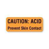 Caution Labels "Caution: Acid Prevent Skin Contact" • FL Orange • 2.25"W x 0.88"H ,420 / pk - Axiom Medical Supplies