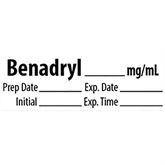 Miscellaneous Medication Pre-Cut Labels BENADRYL__mg/mL ,500 / roll - Axiom Medical Supplies