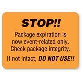 Central Sterile Labels Stop! Package Expiration Labels • Gold • 2.375"W x 1.75"H ,400 / roll - Axiom Medical Supplies