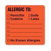 Patient Chart Labels Allergic To: Labels • 2.5"W x 2.5"H • Fluorescent Red ,390 / roll - Axiom Medical Supplies