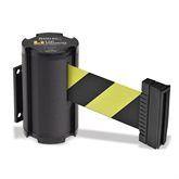 Wall-Mount Safety Barriers 7' Black Finish w/Black and Yellow Belt ,1 Each - Axiom Medical Supplies