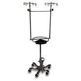 Double IV Pole Stainless Steel Double IV Pole with Steering Wheel and Patient Tray ,1 Each - Axiom Medical Supplies