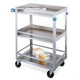 Standard Duty Stainless Steel Carts with Guard Rails 3 Shelves with Guard Rails • 16.25"W x 27.5"L x 33.375"H ,1 Each - Axiom Medical Supplies