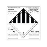 Transport Labels "DRY ICE UN1845" Label • 6"W x 6"H ,250 / pk - Axiom Medical Supplies