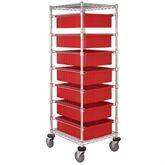 7-Container Divider Box Cart 7-Container Bin Cart • Frame: 21"W x 24"D x 69"H • Boxes: 17.5"W x 22.5"D x 6"H ,1 Each - Axiom Medical Supplies
