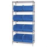 Wire Shelving Complete Organizer Bin Bundle 18"D Includes 8 Bins • 18"L x 16.5"W x 11"H ,1 Each - Axiom Medical Supplies