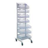Mobile Wall Storage System with Baskets With 4- 11.875"D and 3- 17.875"D Baskets ,1 Each - Axiom Medical Supplies