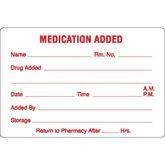 Pharmacy Medication Labels - Medication Added MEDICATION ADDED • Red type on white label ,1000 / roll - Axiom Medical Supplies