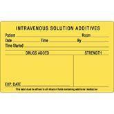 Pharmacy Medication Labels - Medication Added INTRAVENOUS SOLUTION ADDITIVES • Black type on yellow label ,1000 / roll - Axiom Medical Supplies