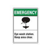 Location Signs Plastic Eye Wash Station Keep Area Clear Sign • 14"W x 10"L ,1 Each - Axiom Medical Supplies