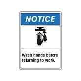 Hygiene Signs Plastic Wash Hands Before Returning to Work Sign • 10" x 7" ,1 Each - Axiom Medical Supplies