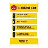 Hygiene Signs Plastic Stop The Spread of Germs Sign • 14" x 10" ,1 Each - Axiom Medical Supplies