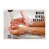 Hygiene Signs Adhesive Vinyl Wash, Rinse, Repeat Sign • 7" x 10" ,1 Each - Axiom Medical Supplies