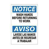 Hygiene Signs Plastic Bilingual Wash Hands Before Return Sign • 14" x 10" ,1 Each - Axiom Medical Supplies