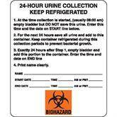 Urine Collection Labels MarketLab 24Hr Urine Collection Instructions Label PK250 ,250 / pk - Axiom Medical Supplies