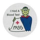 "Blood Test" Award Stickers Blood Test ,200 / roll - Axiom Medical Supplies