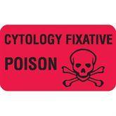 Caution Labels "CYTOLOGY FIXATIVE POISON" • Red with black text and skull &amp; cross bones (1) • 1.75"W x 1"H ,1000 / pk - Axiom Medical Supplies