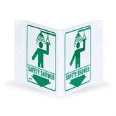 "Safety Shower" V Shape Location Sign "Safety Shower" Sign ,1 Each - Axiom Medical Supplies