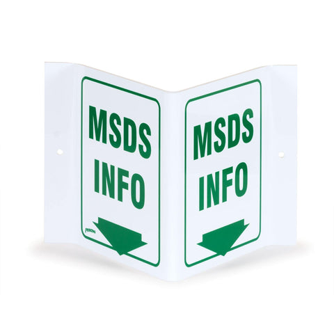 "MSDS Info" V Shape Location Sign "MSDS Info" Sign ,1 Each - Axiom Medical Supplies