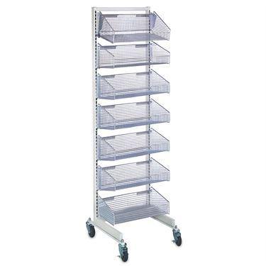 Mobile Wall Storage System with Baskets With 4- 11.875"D and 3- 17.875"D Baskets ,1 Each - Axiom Medical Supplies