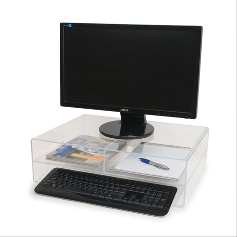 MarketLab Large Double Shelf with Storage Monitor Stand Large • 21"W x 16"D x 6.5"H ,1 Each - Axiom Medical Supplies