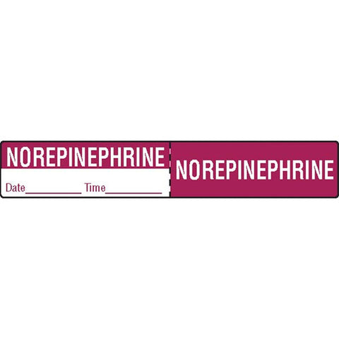 Norepinepherine IV Tubing Medication Label Norepinepherine ,500 / roll - Axiom Medical Supplies