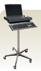 Omnimed Security Laptop Stand 35 - 45 Inch Work Surface, 3 Inch Rubber Casters, 5 Leg Base, Dual Locking