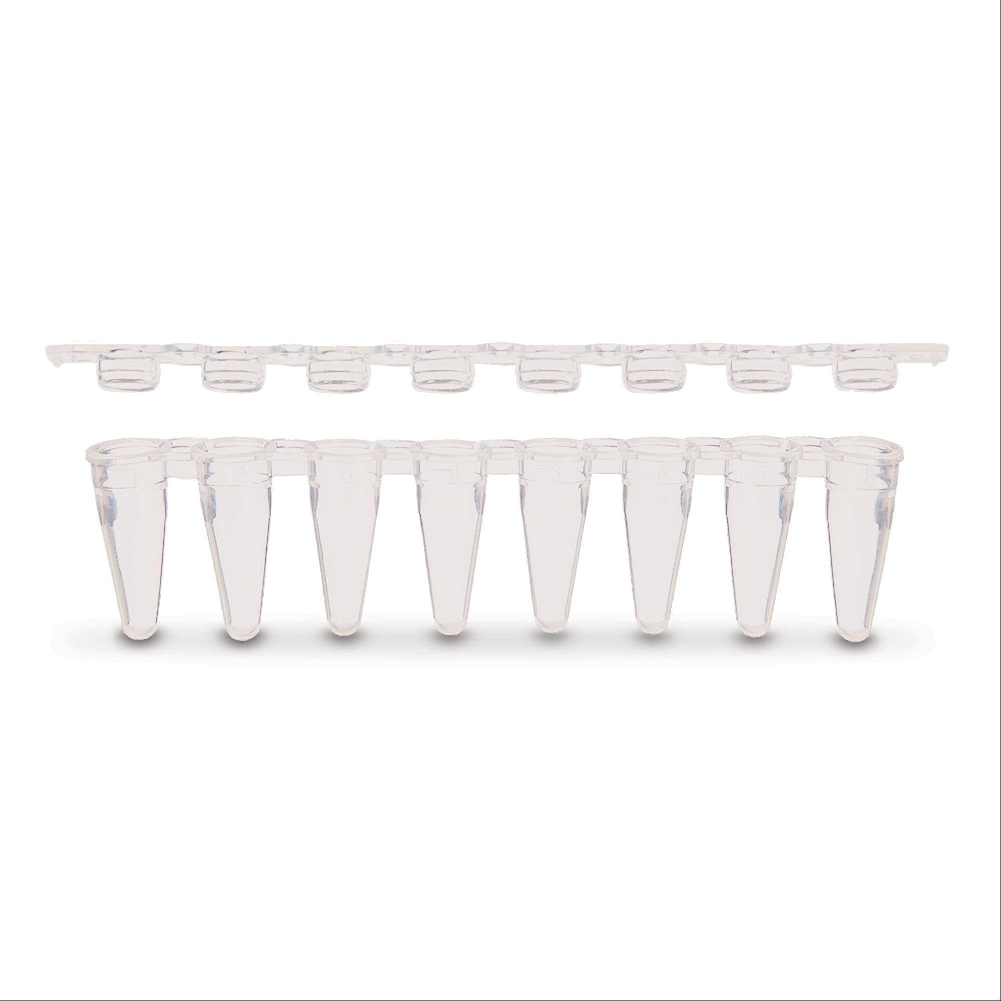 PCR Tubes with Strip Dome Caps Flat Cap • Clear ,1Pack oF 25 - Axiom Medical Supplies