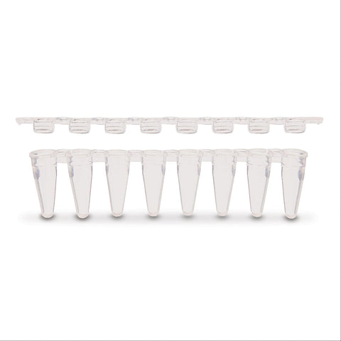 PCR Tubes with Strip Dome Caps Flat Cap • Clear ,1Pack oF 25 - Axiom Medical Supplies