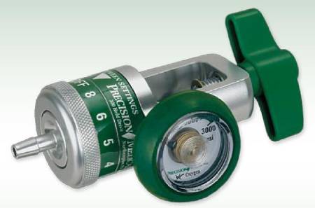 Precision Medical Easy Dial Reg Oxygen Regulator Adjustable 0 - 15 LPM 90° Barb Outlet CGA-870