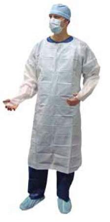 Precept Medical Products Over-the-Head Protective Procedure Gown One Size Fits Most White NonSterile Disposable