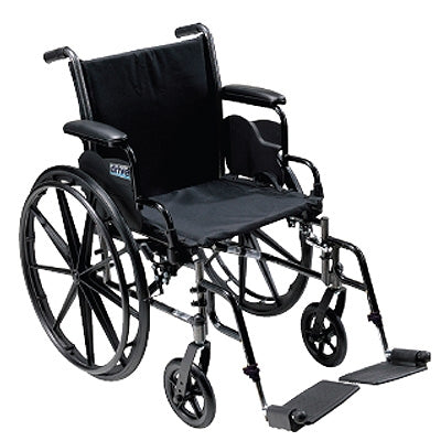 Patterson Medical Supply Lightweight Wheelchair drive™ Cruiser III Dual Axle Desk Length Arm Removable Arm Style Elevating Legrest Black Upholstery 20 Inch Seat Width 350 lbs. Weight Capacity