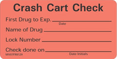 Precision Dynamics Pre-Printed Label Barkley® Instructional Label Red Crash Cart Check First Drug To Exp Name Of Drug Lock Number Check Done On Black 1-1/2 X 2-15/16 Inch - M-527511-4670 - Roll of 1