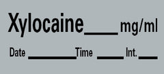 Precision Dynamics Drug Label Barkley® Anesthesia Label Xylocaine_mg/mL Date_Time_Int_ Gray 1/2 X 1-1/2 Inch - M-539393-4563 - Roll of 1