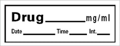 Precision Dynamics Drug Label Barkley® Anesthesia Label Drug_mg/mL Date_Time_Int_ White 1/2 x 1-1/2 Inch - M-540585-2502 - Roll of 1