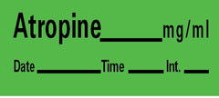 Precision Dynamics Drug Label Barkley® Anesthesia Label Atrophine_mg/mL Date_Time_Int_ Green 1/2 X 1-1/2 Inch - M-544499-4243 - Roll of 1