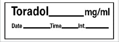 Precision Dynamics Drug Label Barkley® Anesthesia Label Tape Toradol_mg/mL Date_Time_Int White 1/2 X 1-1/2 Inch - M-561397-1716 - Roll of 1