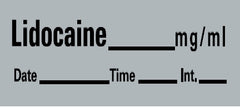 Precision Dynamics Drug Label Barkley® Anesthesia Label Lidocaine_mg/mL Date_Time_Int Gray 1/2 X 1-1/2 Inch - M-605064-3656 - Roll of 1