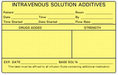 Precision Dynamics Pre-Printed Label Barkley® Instructional Label Yellow Paper Intravenouse Solution Additives Black Syringe Label 2-1/2 X 4 Inch - M-641170-3021 - Roll of 1