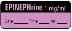 Precision Dynamics Drug Label Barkley® Anesthesia Label EPINEPHrine 1 mg/mL Date_Time_Int_ Violet 1/2 X 1-1/2 Inch - M-650854-2404 - Roll of 1