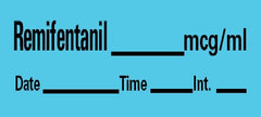 Precision Dynamics Drug Label Barkley® Anesthesia Label Remifentanil_mcg/mL Date_Time_Int Blue 1/2 X 1-1/2 Inch - M-666249-4817 - Roll of 1
