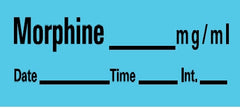 Precision Dynamics Drug Label Barkley® Anesthesia Label Morphine_mg/mL Date_Time_Int._ Blue 1/2 X 1-1/2 Inch - M-677885-4900 - Roll of 1