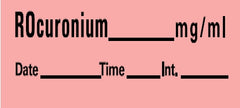 Precision Dynamics Drug Label Barkley® Anesthesia Label Rocuronium mg/mL Date_Time_Int_ Red 1/2 X 1-1/2 Inch - M-690848-2456 - Roll of 1