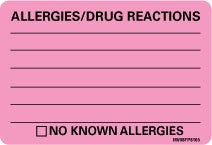 Precision Dynamics Pre-Printed Label Barkley® Allergy Alert Pink Allergies/Drug Reactions Black Alert Label 2 X 2-15/16 Inch - M-698339-1977 - Roll of 1