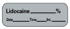 Precision Dynamics Drug Label Barkley® Anesthesia Label Lidocaine_% Date_Time_Int- Gray 1/2 X 1-1/2 Inch - M-707437-2536 - Roll of 1