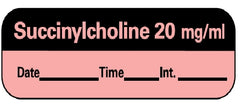Precision Dynamics Drug Label Barkley® Anesthesia Label Succinylcholine 20mg/mL Date_Time_Int Fluorescent Red 1/2 X 1-1/2 Inch - M-707439-4539 - Roll of 1