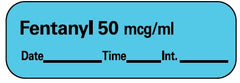 Precision Dynamics Drug Label Barkley® Anesthesia Label Fentanyl 50 mcg/mL___Date__Time__Int. Blue 1/2 X 1-1/2 Inch - M-707440-2515 - Roll of 1