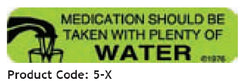 Precision Dynamics Pre-Printed Label Auxiliary Label Green Medication Should Be Taken With Plenty Of Water Black Safety and Instructional 3/8 X 1-9/16 Inch - M-709935-3631 - Box of 1000